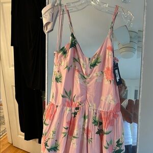 Vineyard Vines Light Pink and Green Floral Maxi Dress